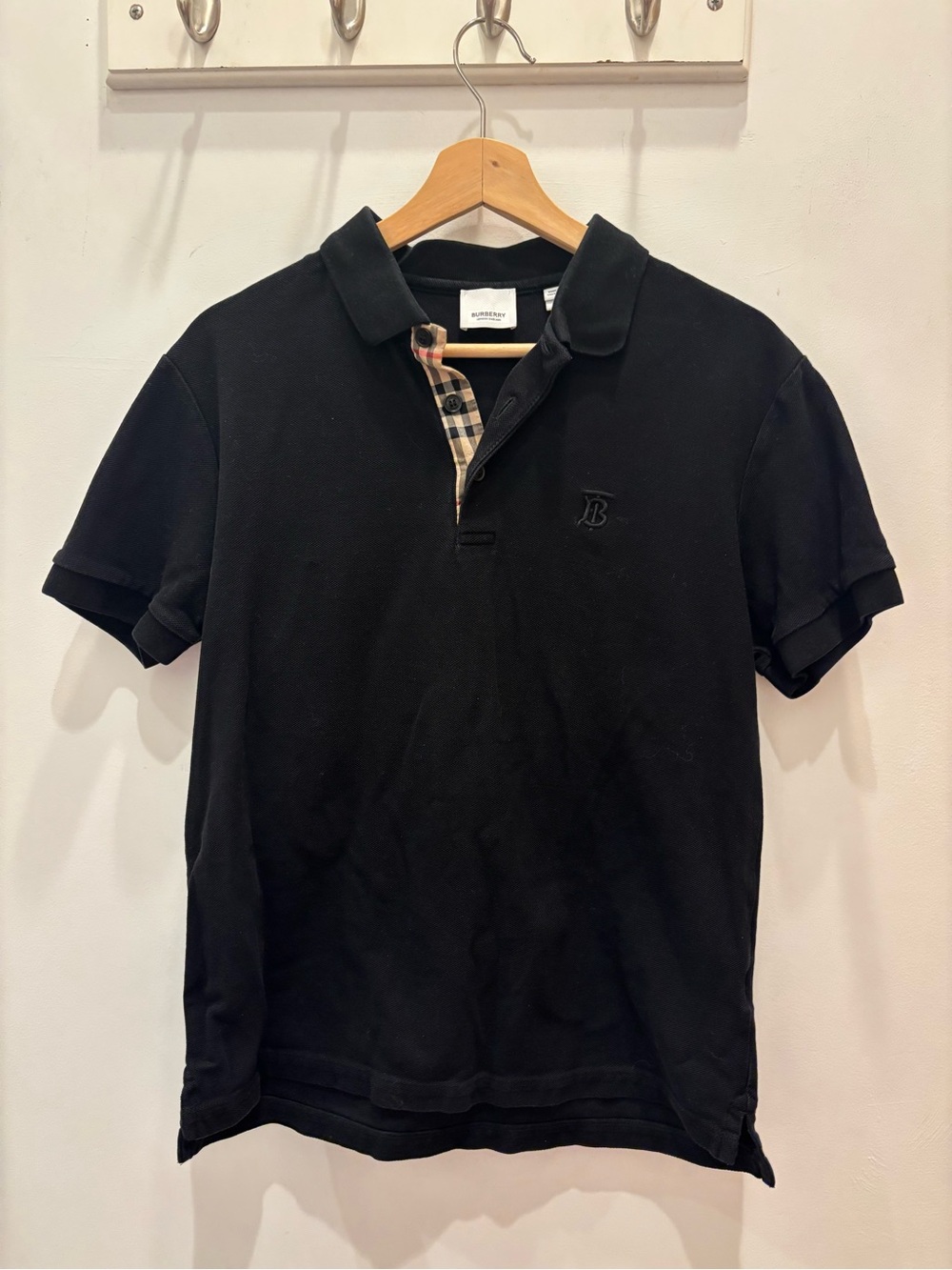 Burberry Black Polo with Signature Check Placket